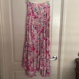 Floral Pink and White A-Line Skirt